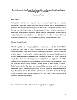 Map Librarian and the Challenges Faced in Satisfying the Cartographic User Needs