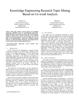 Knowledge Engineering Research Topic Mining Based on Co-Word Analysis