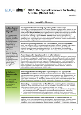 CRD 5: the Capital Framework for Trading Activities (Market Risk) March 2017