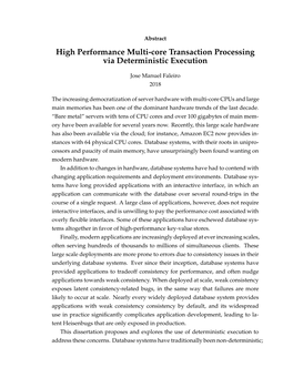 High Performance Multi-Core Transaction Processing Via Deterministic Execution