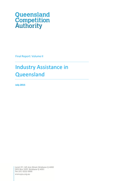 Industry Assistance in Queensland