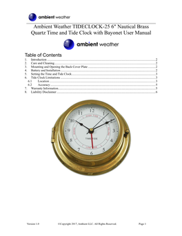 6. Tide Clock Limitations