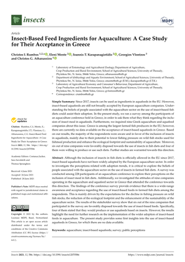 Insect-Based Feed Ingredients for Aquaculture: a Case Study for Their Acceptance in Greece