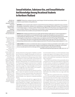 Sexual Initiation, Substance Use, and Sexual Behavior and Knowledge Among Vocational Students in Northern Thailand