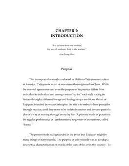 Chapter I: Introduction