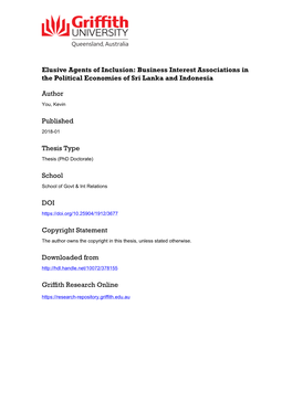 Elusive Agents of Inclusion: Business Interest Associations in the Political Economies of Sri Lanka and Indonesia