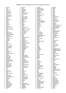 Annexe 1 : Liste Alphabétique Des Communes Membres Du SICECO