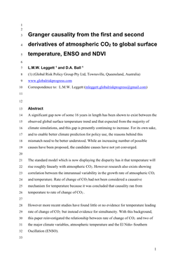 Granger Causality from the First and Second Derivatives of Atmospheric