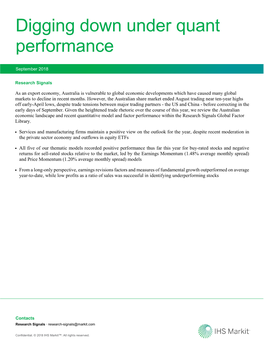 Digging Down Under Quant Performance