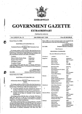 Zimbabwean Government Gazette Extraordinary
