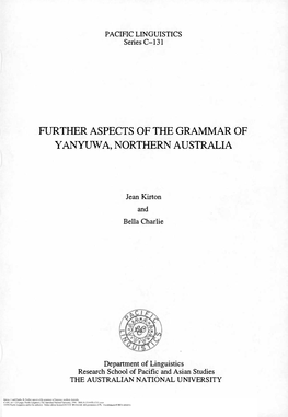 Further Aspects of the Grammar of Yanyuwa, Northern Australia