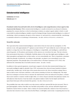 Extraterrestrial Intelligence