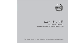 2017 Nissan Juke | Owner's Manual and Maintenance Information