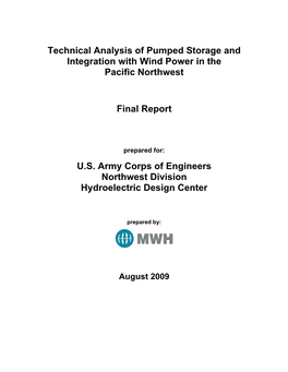 Technical Analysis of Pumped Storage and Integration with Wind Power in the Pacific Northwest