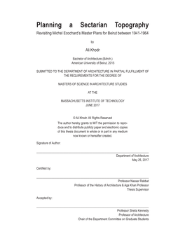 Planning a Sectarian Topography Revisiting Michel Ecochard’S Master Plans for Beirut Between 1941-1964