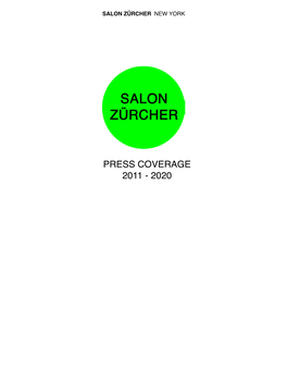 Press Coverage 2011 - 2020 Salon Zürcher New York Salon Zürcher New York Salon Zürcher New York