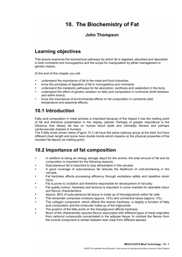 10. the Biochemistry of Fat