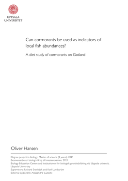 Can Cormorants Be Used As Indicators of Local Fish Abundances?