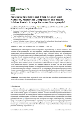 Protein Supplements and Their Relation with Nutrition, Microbiota Composition and Health: Is More Protein Always Better for Sportspeople?