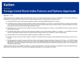 Foreign Approved Products Chart (September 2019)