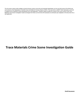 Trace Materials Crime Scene Investigation Guide