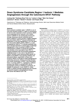 Down Syndrome Candidate Region 1 Isoform 1 Mediates Angiogenesis Through the Calcineurin-NFAT Pathway