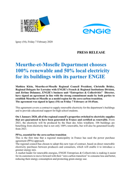 Meurthe-Et-Moselle Department Chooses 100% Renewable and 50% Local Electricity for Its Buildings with Its Partner ENGIE