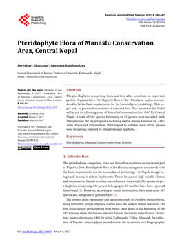 Pteridophyte Flora of Manaslu Conservation Area, Central Nepal