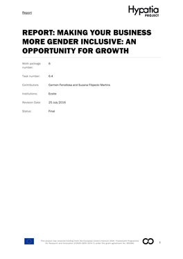 Report: Making Your Business More Gender Inclusive: an Opportunity for Growth