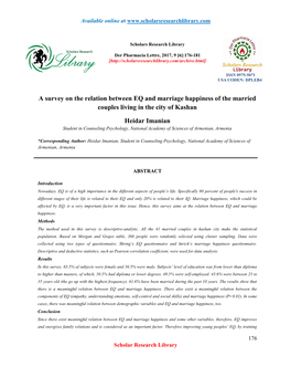 A Survey on the Relation Between EQ and Marriage Happiness of the Married Couples Living in the City of Kashan