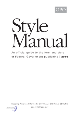 U.S. Government Publishing Office Style Manual