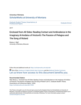 Reading Contact and Ambivalence in the Imaginary Al-Andalus of Hrotsvit's the Passion of Pelagius and the Song of Roland