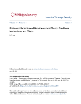 Resistance Dynamics and Social Movement Theory: Conditions, Mechanisms, and Effects