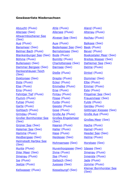 Gewässerliste Niedersachsen Abzucht (Fluss)