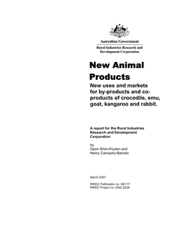 New Animal Products New Uses and Markets for By-Products and Co- Products of Crocodile, Emu, Goat, Kangaroo and Rabbit