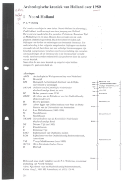 Archeologische Kroniek Van Holland Over 1980 Ló),-8'\ --- ~~; I Noord-Holland Tj&L