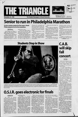 Senior to Run in Philadelphia Marathon O.S.I.R. Goes Electronic