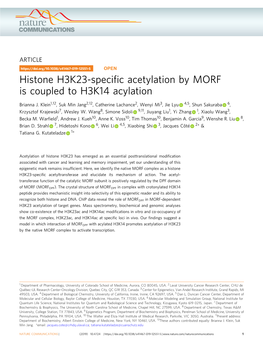 Histone H3K23-Specific Acetylation by MORF Is Coupled to H3K14 Acylation