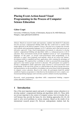 Placing Event-Action-Based Visual Programming in the Process of Computer Science Education