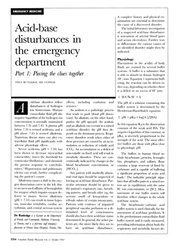 Acid-Base Disturbances in the Emergency Department