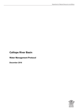 Calliope River Basin Water Management Protocol 20161