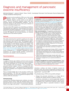 Diagnosis and Management of Pancreatic Exocrine Insufficiency