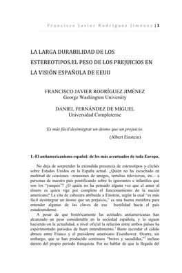 La Larga Durabilidad De Los Estereotipos. El Peso De Los