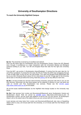 University of Southampton Directions