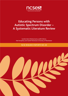 Educating Persons with Autistic Spectrum Disorder – a Systematic