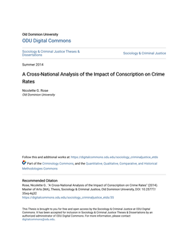 A Cross-National Analysis of the Impact of Conscription on Crime Rates