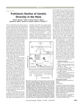 Prehistoric Decline of Genetic Diversity in the Nene