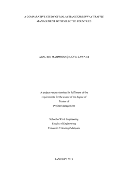 A Comparative Study of Malaysian Expressway Traffic Management with Selected Countries