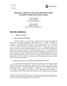 Damages Available for Insurance Bad Faith Claims in South Carolina and North Carolina