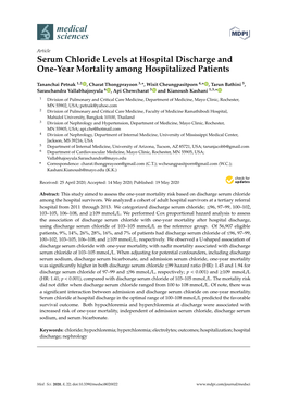 Serum Chloride Levels at Hospital Discharge and One-Year Mortality Among Hospitalized Patients